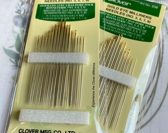 Gold Eye MILLINERS Combo Pack of Needles, Sizes 3-9, Size 3 milliners, size 5 milliners, size 7 milliners, size 9 milliners, we ship FAST
