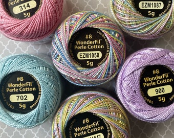 Perle Cotton, EGG HUNT,  8 Wt Eleganza ™ By Wonderfil ™, 6 Ball Bundle of Variegated Pastel Shades, see all of our Bundles We ship FAST