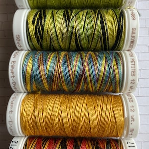 Sulky 12wt Petites Mix, ClassicNeedle BOLD MOVES Mix, Five 50 Yd Spools, Heavy 12wt Sulky Cotton Hand or Machine Embroidery Thread Mix