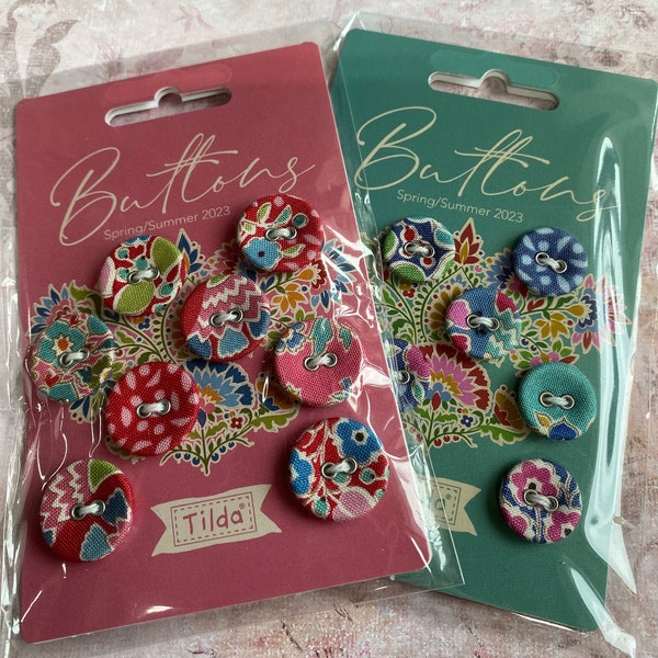 Tilda ™ Buttons, Pie in the Sky Spring Summer 2023 Buttons, 8 piece button collection, 16mm two hole, cute buttons, more styles we ship fast