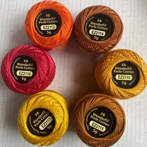 8 wt Perle Cotton, MARIGOLD & MUMS Bundle, Alison Glass Eleganza ™  Perle Cottons, ClassicNeedle, Curated mix, Hand Embroidery, ships FAST
