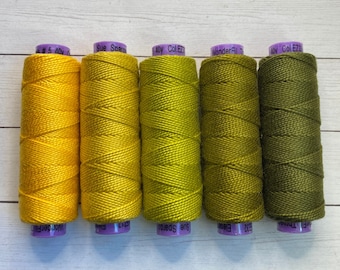 Sue Spargo 5wt Eleganza Perle Cotton, Purchase 5 color MIX or Sold Separately, Add Dimension in your stitches, Hard to find 5wt Perle Cotton