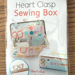 Kiss Clasp OR Heart Clasp Sewing Box Pattern with Hardware, Zakka Workshop, Clasp in kit, Extra clasps, Sewing Organizer, ships FAST
