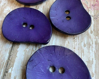 PURPLE Paisley Dill Button, Polyamide Button from Dill, 40 x 50mm Extra Large Buttons for Tote Bags, Coats, many colors & shapes, FAST ship