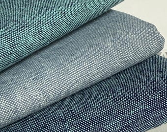 Essex Linen Cotton Blend by Robert Kaufman, BLUE YaRN DyED fabric, more colors more listings, linen for quilts aprons fabric, ships FAST