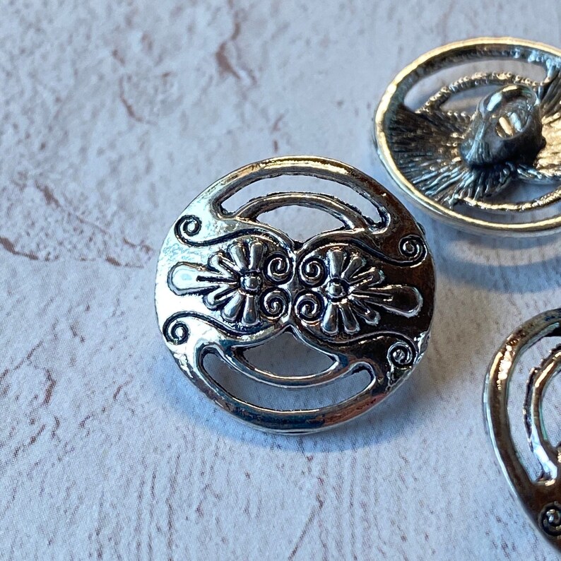 Silver Metal Buttons, Qty 5, 10 or 15, Thin Lightweight Shank Style