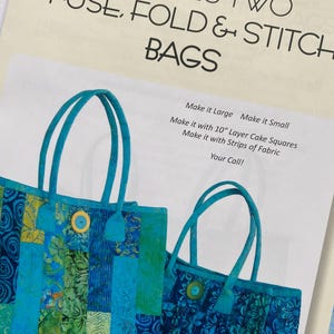 Aunties Two Fuse and Fold Pattern, 2 Sizes, Large Bag Pattern, Whole ...