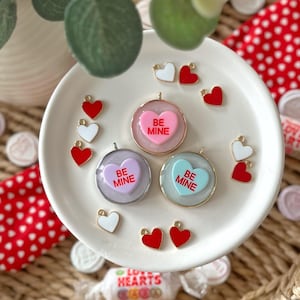Personalised Love Heart Resin Dog Tag with Be Mine Charm