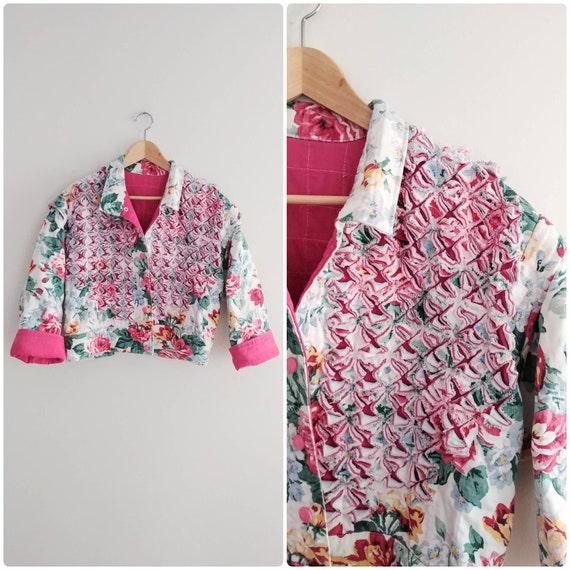 Vintage Womens 1990s Flower Denim Floral Jean Jack