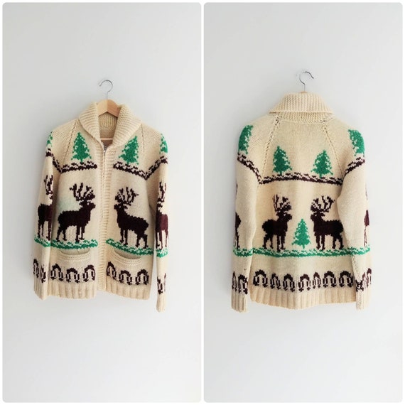 Large Vintage Cowichan Style Chunky Knit Sweater J