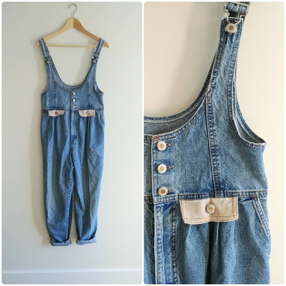 Medium Baggy Overalls Jeans Vintage 1990s Hollywoo