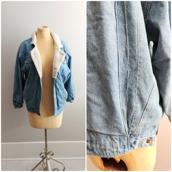 Vintage 1980s Womens Jean Shearling Jacket Chore C