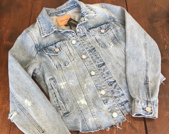 Distressed Denim Jacket | Bleached Dyed Jean Jacket | 90s Distressed Jacket | Distressed Jean Jacket | Ripped Denim jacket | 90s denim