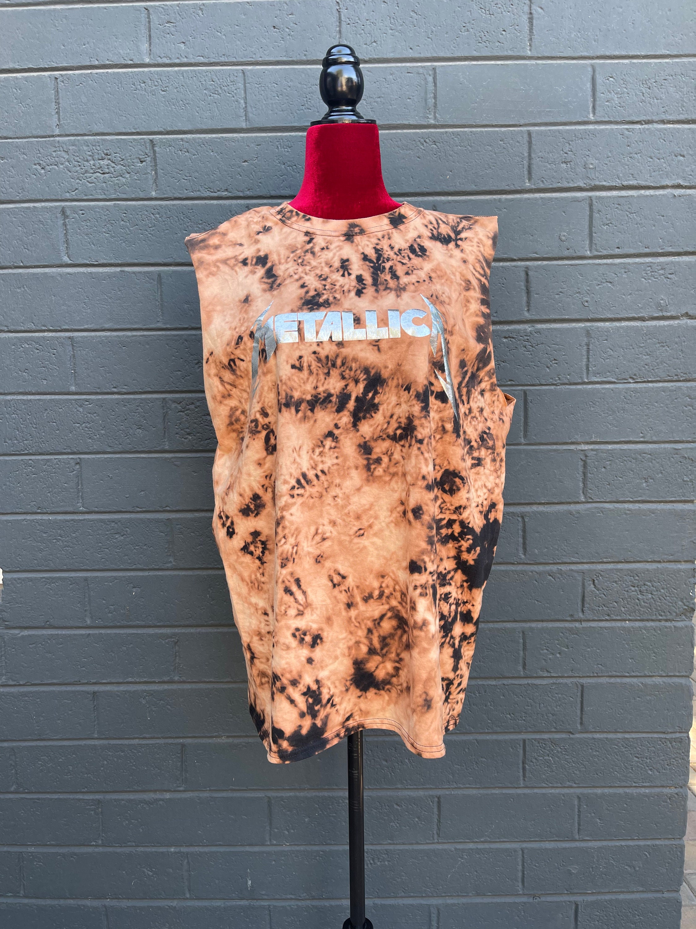 METALLICA Bleach Dyed Sleeveless Band Shirt / Reverse Dyed Etsy