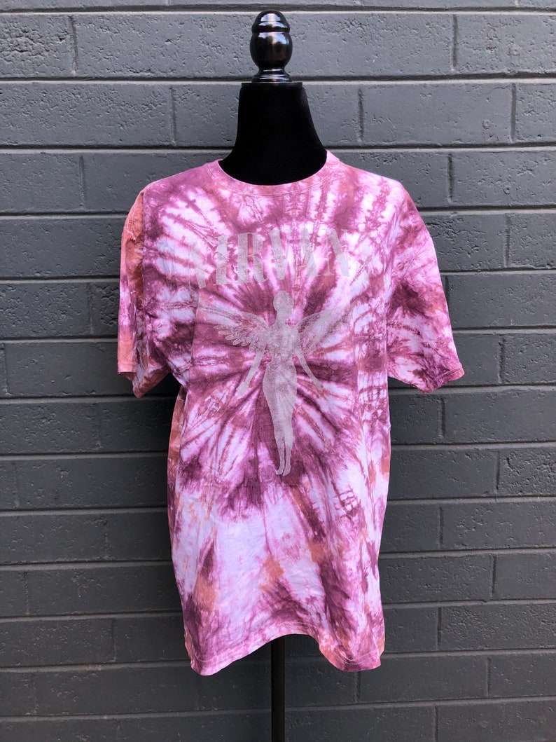 90s Graphic Tee Distressed Nirvana Shirt Oversized Band Tee Nirvana Tie Dye Tee 90s Tie Dye Band Tee Oversized Nirvana Tee