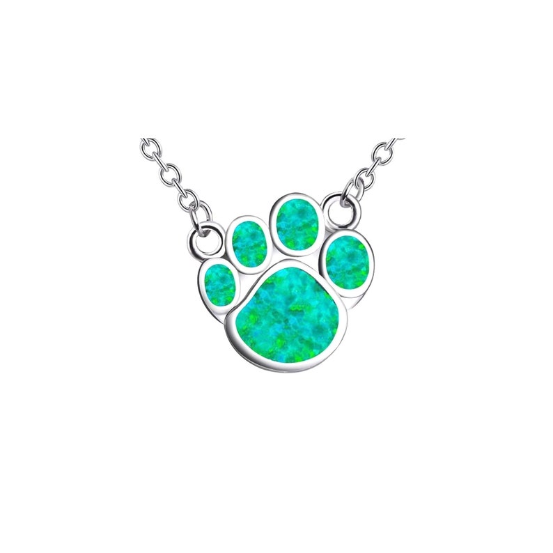 Opal Paw Blue Necklace-Opal Multicolor Paw Pendant-Cat Dog | Etsy