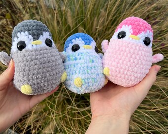 Crocheted penguin; perfect Christmas gift; little companion; various colors; made from chenille yarn