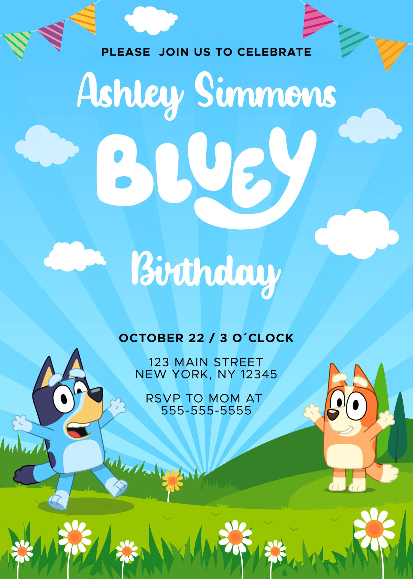 Bluey Birthday Invitation Bluey Family Birthday Party Bluey Etsy
