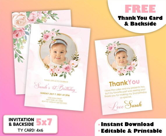 Baby's First Birthday Party Invitation With Free Thank You - Etsy