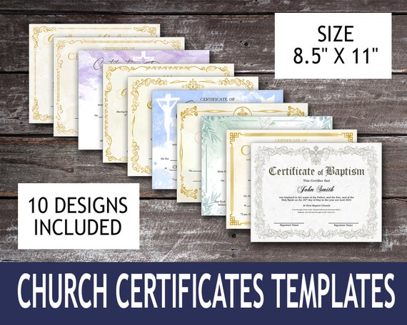 Complete Set of Editable Church Certificates. Microsoft Word. - Etsy