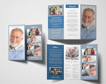 Trifold Funeral Program Template | Obituary Template | Celebration of Life | Memorial Programs | Memorial Service
