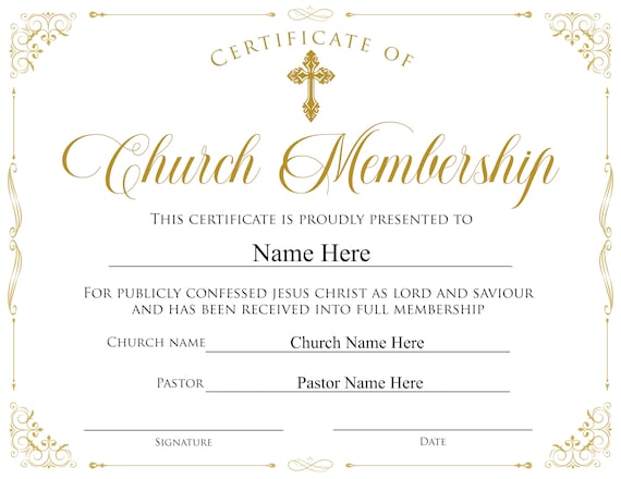 Plantilla editable de Certificado de Membresía de la Iglesia. - Etsy México Plantilla editable de Certificado de Membresía de la Iglesia. - Etsy México