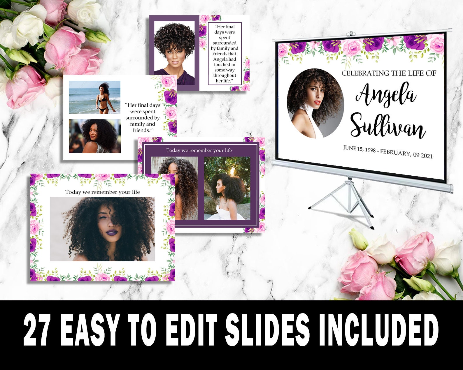 Funeral Slideshow Template. Funeral PowerPoint Template. Celebration of Life Decorations. Memorial Slideshow Template. Obituary.