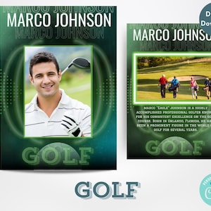 Fairway Prodigy: Plantilla de tarjeta coleccionable de golf / Editable con Corjl