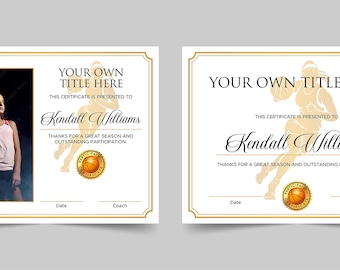 Editable Girls Women's Basketball Award Certificates (2 versions). Customizable Basketball Certificate Templates.