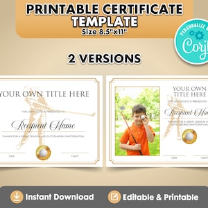 Editable Golf Award Certificates (2 versions). Customizable Golf Certificate Templates. Sports Award Certificates.
