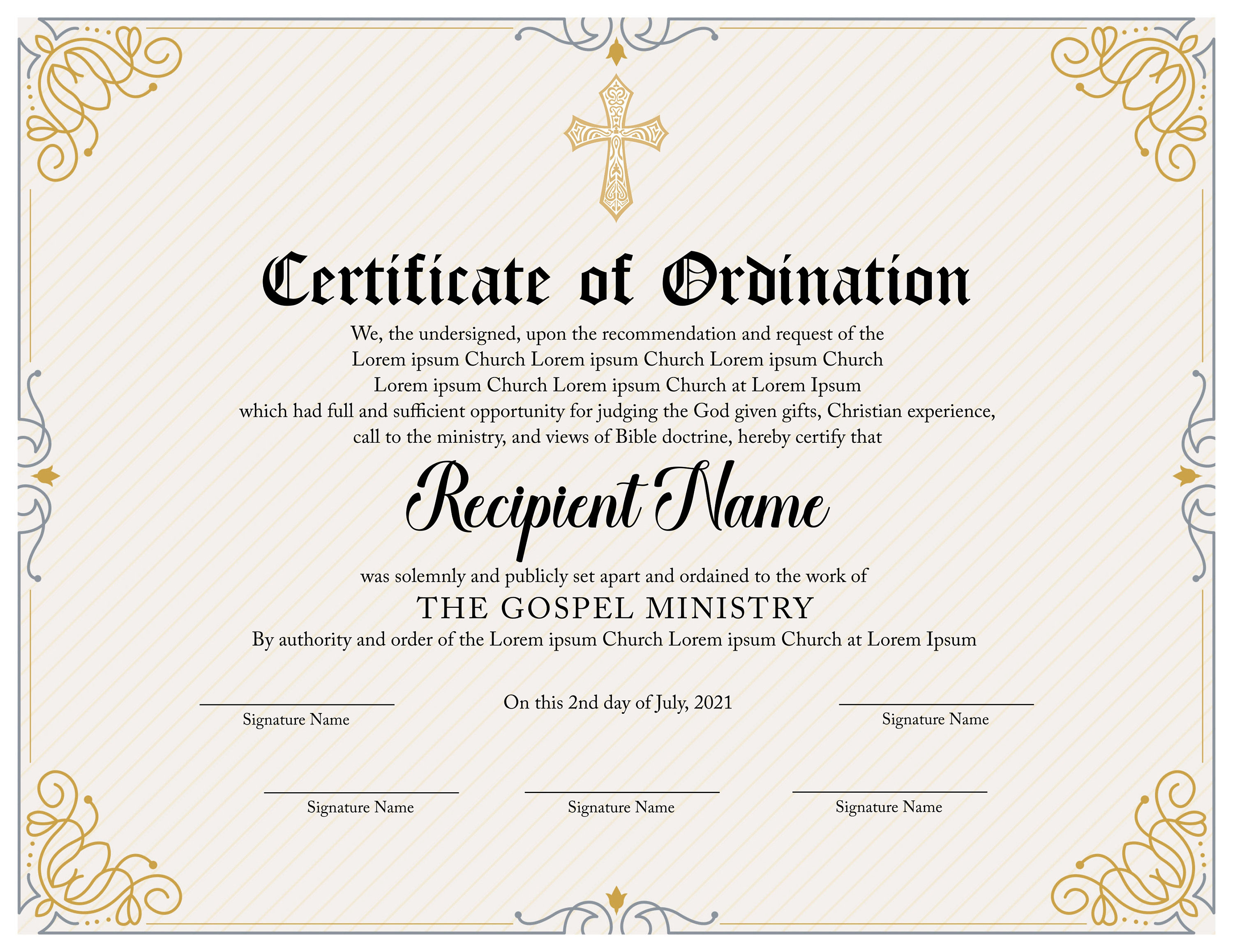 Editable Ordained Minister Certificate Template Printable Certificate Editable Ordained Minister Certificate Template Printable Certificate