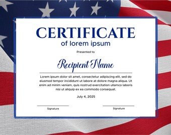 Blank Award Certificate Templates Patriotic