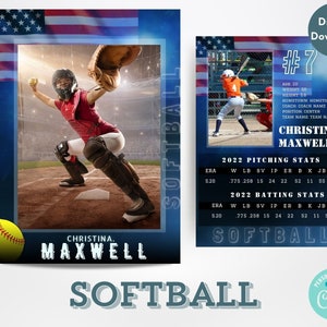 Diamond Ace: modelo de cartão colecionável de softball | Editável com Corjl