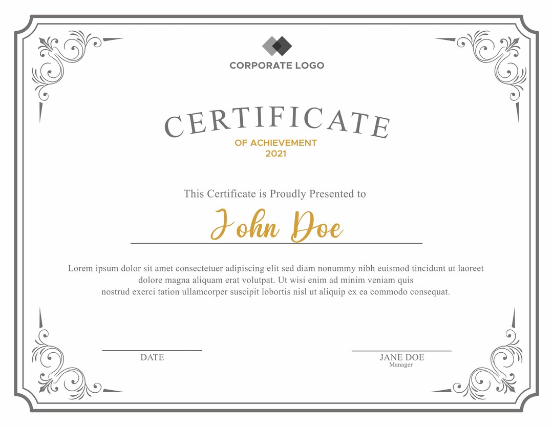 Editable Certificate of Achievement Template. Editable Printable ...