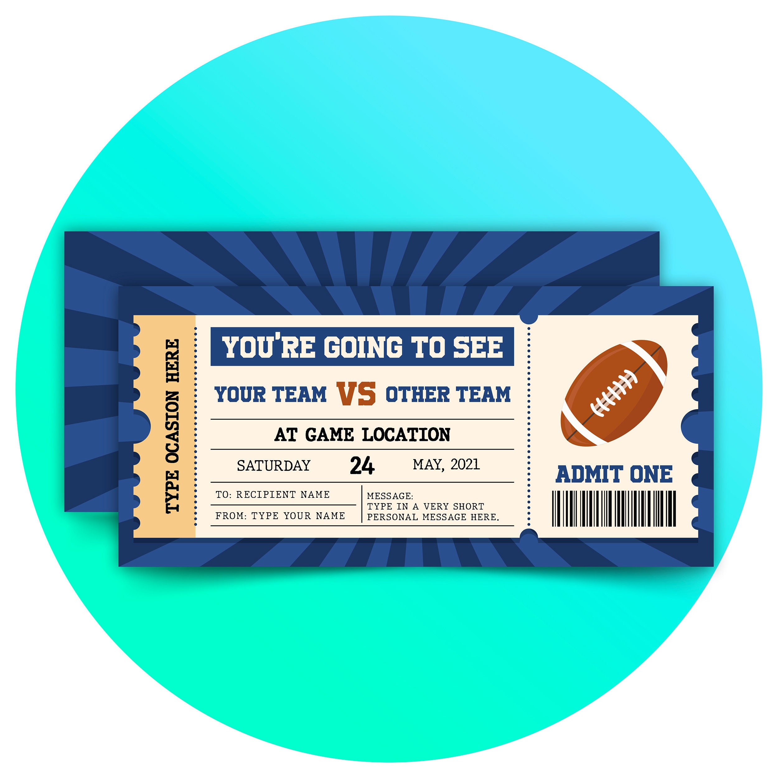 Editable Football Ticket Template Surprise Football Game Ticket 