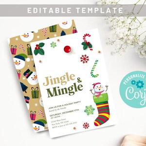 Holiday Party Invitation - Christmas Party Invite - Instant Download Editable Printable Christmas Party Invitation