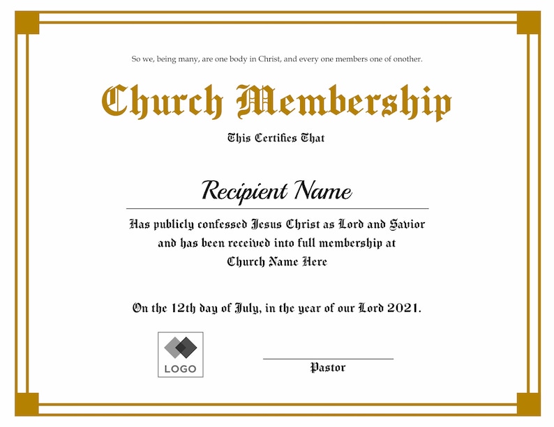 Editable Church Membership Certificate Template Printable Certificate editable-church-membership-certificate-template-printable-certificate