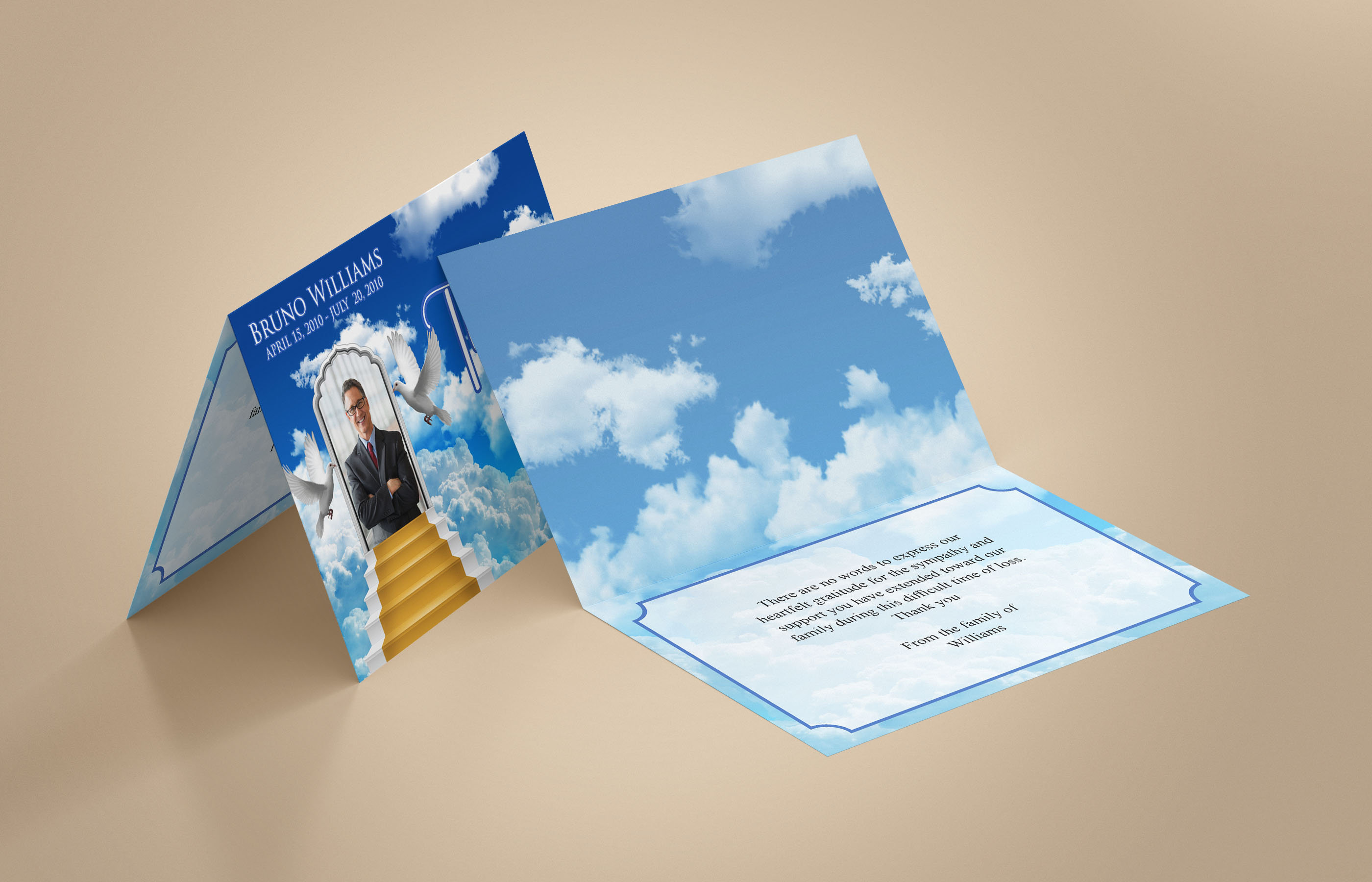 Editable Stairway to Heaven Funeral Program Template With Free Thank ...