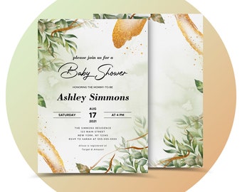 Floral Baby Shower Invitation - Instant Download Editable Printable Baby Shower Invitation