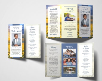 Trifold Funeral Program Template | Obituary Template | Celebration of Life | Memorial Programs | Memorial Service