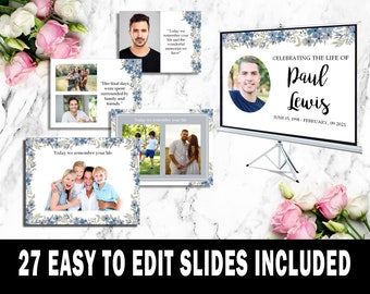 Funeral Slideshow Template. Funeral PowerPoint Template. Celebration of Life Decorations. Memorial Slideshow Template. Obituary.