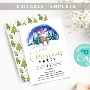 Holiday Party Invitation - Christmas Party Invite - Instant Download Editable Printable Christmas Party Invitation