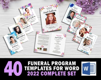 40 Floral Funeral Program Templates for Word | Obituary Template | US Letter | Instant Download