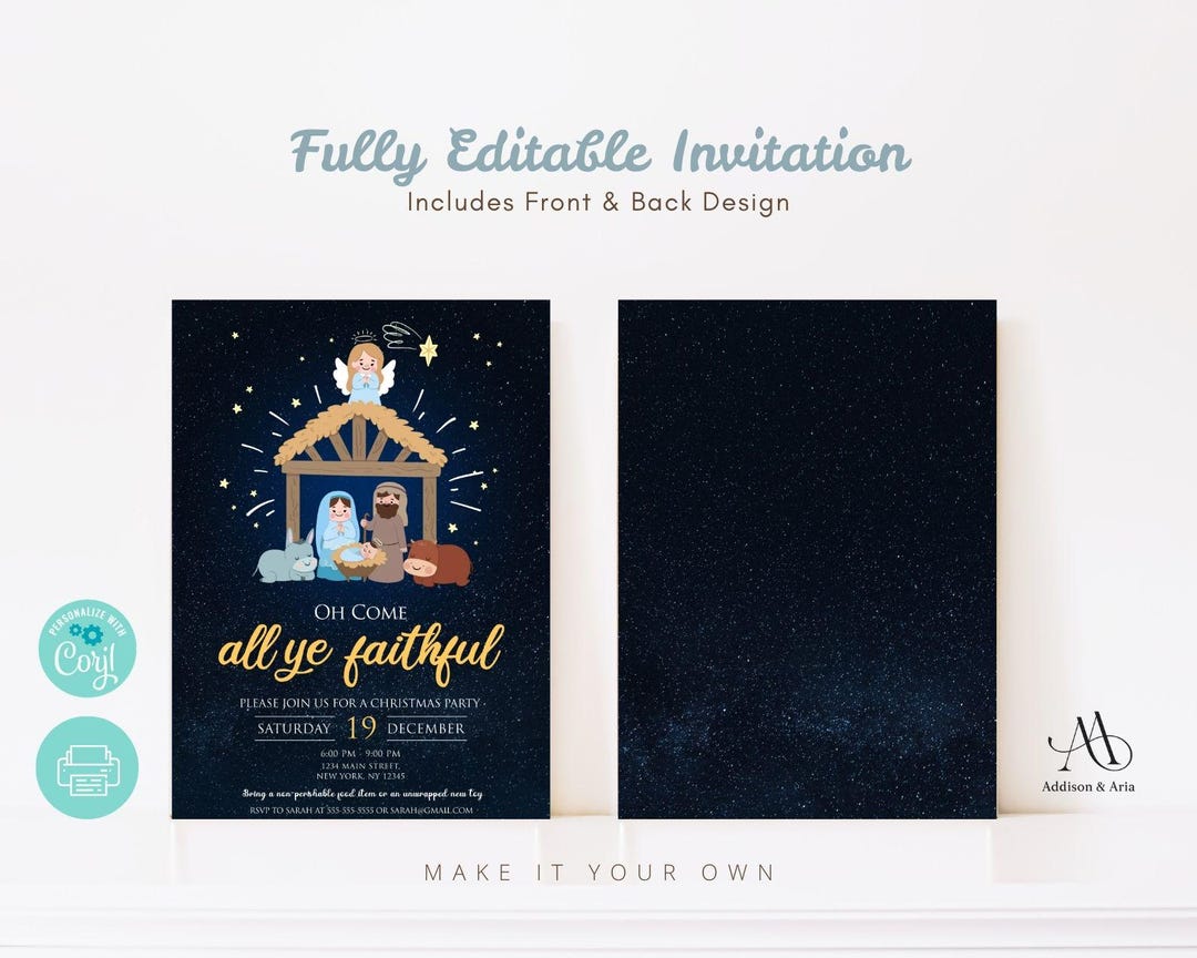 Christian Library Invitations Nativity Invitation. Religious Christmas Invitation. Church Invitation ...