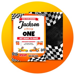 Racecar Birthday Invitation, EDITABLE Racecar Birthday Invite,  Race Car Party, Birthday, Raceway, Personalized, Printable, Digital