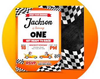 Racecar Birthday Invitation, EDITABLE Racecar Birthday Invite,  Race Car Party, Birthday, Raceway, Personalized, Printable, Digital