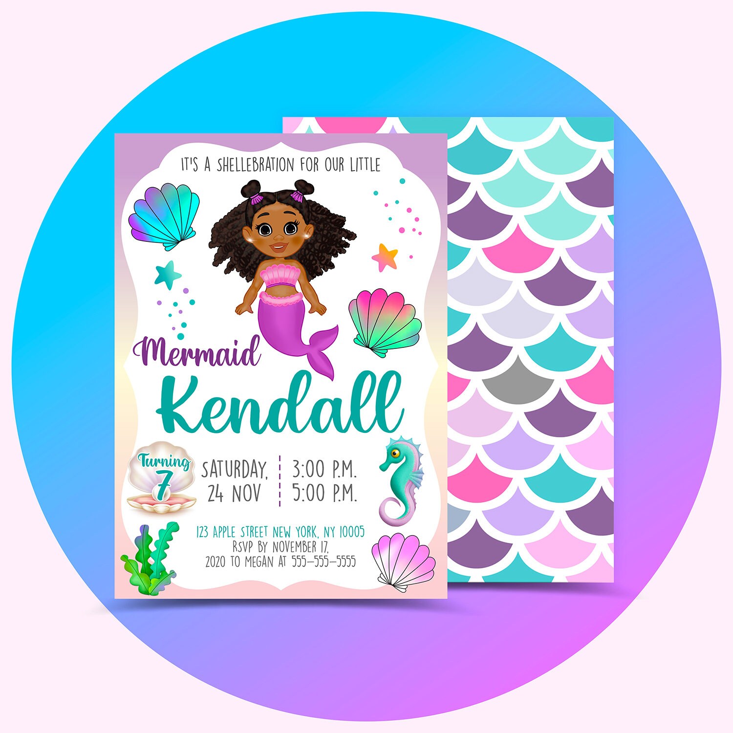 Editable Mermaid Invitation. Black Girl Mermaid Birthday Etsy