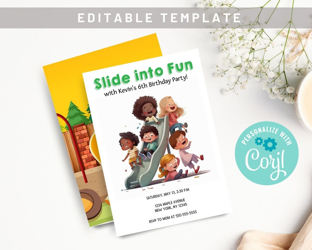 Editable Playground Birthday Party Invitation | Instant Download ...