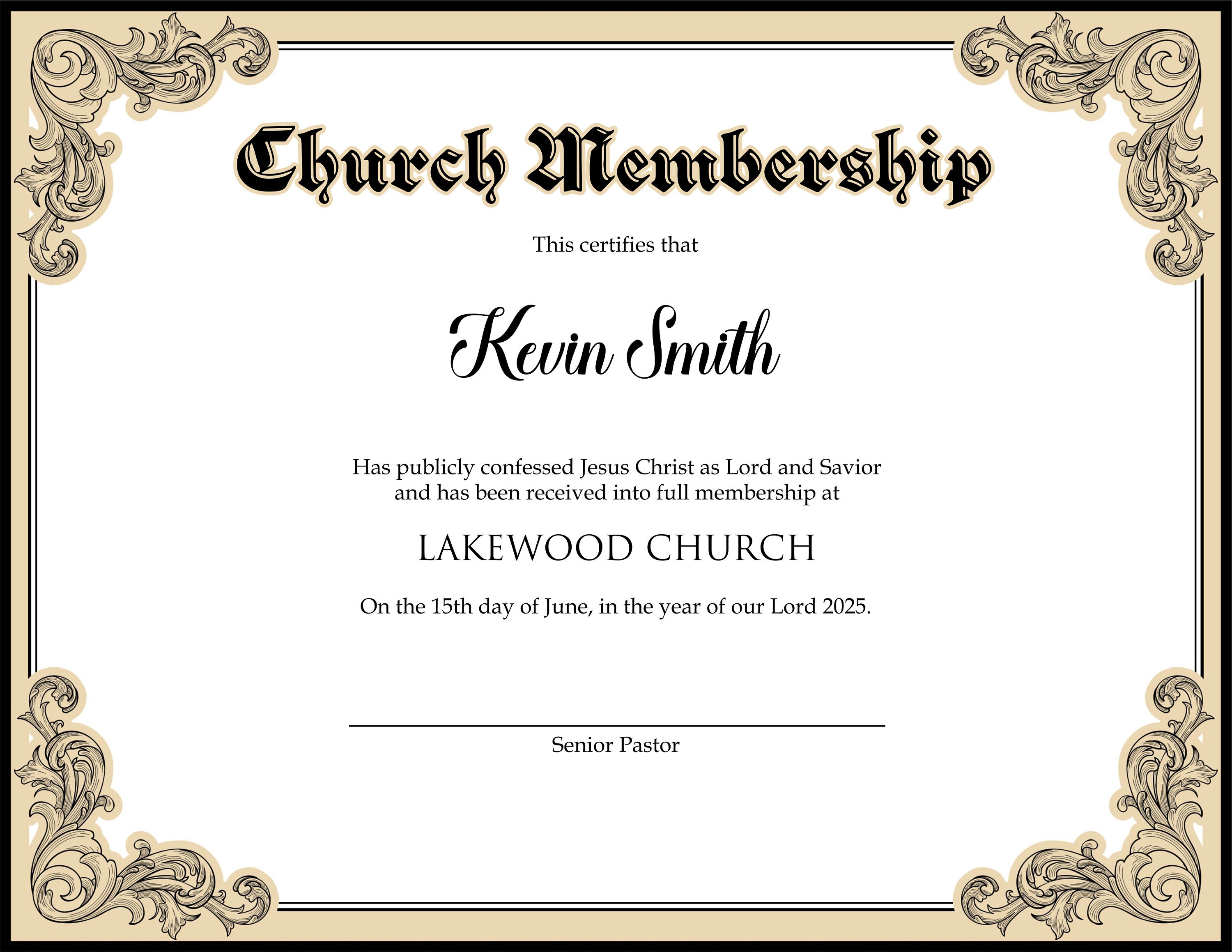 Editable Church Membership Certificate Template. Printable Certificate Editable Church Membership Certificate Template. Printable Certificate