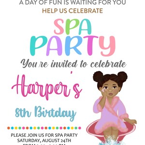 Editable Girls Spa Birthday Party Invitation Invite, Printable Digital ...